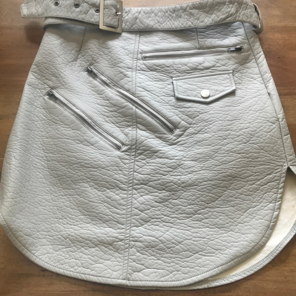 Grey vegan leather mini skirt